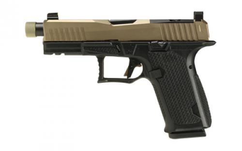 Lone Wolf Distributors Dusk19, Striker Fired, Semi-automatic, Polymer Frame Pistol, Compact, 9mm, 4.6 Threaded Black Barrel, Matte Finish, Flat Dark Earth Slide and Black Frame, RMR Compatible Optic Cut, Front Night Sight/ Black Rear, 15 Rounds, 1 Magazine LWD-DUSK19-FDE-BLK-TH