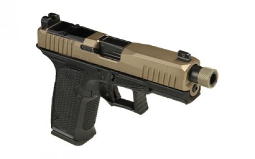 Lone Wolf Distributors Dusk19, Striker Fired, Semi-automatic, Polymer Frame Pistol, Compact, 9mm, 4.6" Threaded Black Barrel, Matte Finish, Flat Dark Earth Slide and Black Frame, RMR Compatible Optic Cut, Front Night Sight/ Black Rear, 15 Rounds, 1 Magazine LWD-DUSK19-FDE-BLK-TH