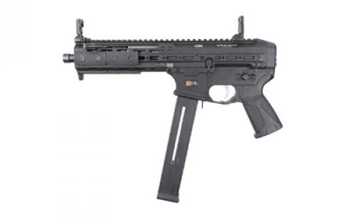 LWRC SMG 45, Semi-automatic Pistol, 45 ACP, 8.5 Cold Hammer Forged Chromoly Steel Barrel, Black Finish, 2-25 Round Magazines, 5.9 Pounds, .578-28 Right Handed Muzzle Threads, 1:16 Right Handed Twist, Reversable Non-Reciprocating Folding Charging Handle, Ambi Lower Receiver, Hardcoat Anodized Nitride Nickel Boron Surface Coatings, Magpul MBUS Pro Sights, BLEM (Damaged Case) SMGP45
