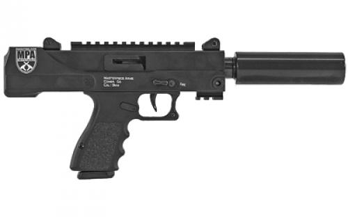 MasterPiece Arms MPA30DMG, Semi-automatic, Metal Frame Pistol, 9MM, 4.5 Threaded Barrel, Aluminum, Matte Finish, Black, Adjustable Sights, 17 Rounds, Side Cocker, Scope Mount, Barrel Extension, Rail, 1 Magazine MPA30DMG-BLK