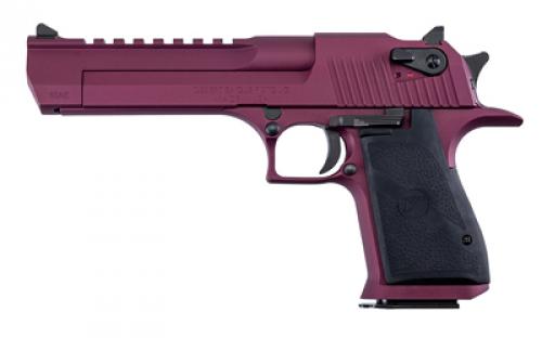 Magnum Research Desert Eagle, MK19, Single Action, Semi-automatic, Metal Frame Pistol, Full Size, 44 Magnum, 6 Barrel, Steel, Cerakote Finish, Black Cherry, Hogue Grips, Ambidextrous Thumb Safety, 8 Rounds, 1 Magazine, Ambidextrous DE44BKC
