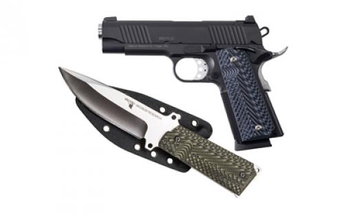 Magnum Research 1911C, 1911, Semi-automatic, Metal Frame Pistol, Commander Size, 45 ACP, 4.33 Barrel, Steel, Black, G10 Grips, Fixed Sights, 8 Rounds, 2 Magazines, Includes 1911 Knife and Sheath DE1911C-K