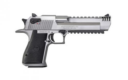 Magnum Research Desert Eagle, MK19, Single Action, Semi-automatic, Metal Frame Pistol, Full Size, 357 Magnum, 6 Barrel, Stainless Steel, Silver, Plastic Grips, Fixed Sights, Ambidextrous Thumb Safety, 9 Rounds, 1 Magazine, Integral Muzzle Brake, Ambidextrous DE357SRMB