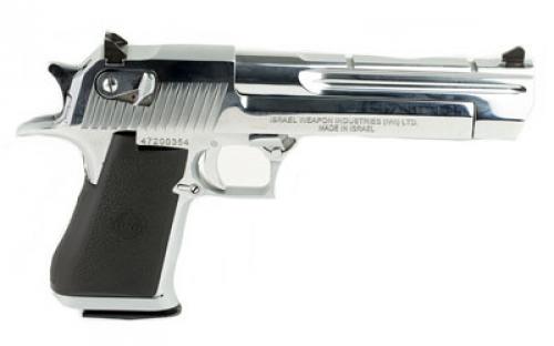 Magnum Research Desert Eagle, MK19, Single Action, Semi-automatic, Metal Frame Pistol, Full Size, 44 Magnum, 6" Barrel, Steel, Polished Chrome Finish, Silver, Rubber Grips, Fixed Sights, Ambidextrous Thumb Safety, 8 Rounds, 1 Magazine, Ambidextrous DE44CAPC