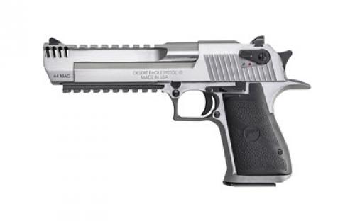 Magnum Research Desert Eagle, MK19, Single Action, Semi-automatic, Metal Frame Pistol, Full Size, 44 Magnum, 6" Barrel, Stainless Steel, Silver, Plastic Grips, Fixed Sights, Ambidextrous Thumb Safety, 8 Rounds, 1 Magazine, Integral Muzzle Brake, Ambidextrous DE44SRMB