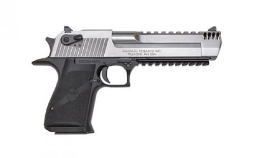 Magnum Research Desert Eagle, MK19, Single Action, Semi-automatic, Metal Frame Pistol, Full Size, 50 Action Express, 6 Barrel, Aluminum, Black, Plastic Grips, Fixed Sights, Ambidextrous Thumb Safety, 7 Rounds, Stainless Steel Slide and Barrel, 1 Magazine, Integral Muzzle Brake, Ambidextrous DE50ASIMB