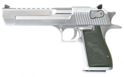 Magnum Research Desert Eagle, MK19, Single Action, Semi-automatic, Metal Frame Pistol, Full Size, 50 Action Express, 6 Barrel, Steel, Brushed Finish, Silver, Rubber Grips, Fixed Sights, Ambidextrous Thumb Safety, 7 Rounds, 1 Magazine, Ambidextrous DE50BC