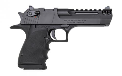 Magnum Research Desert Eagle, L5, Single Action, Semi-automatic, Metal Frame Pistol, Full Size, 50 Action Express, 5" Barrel, Carbon Steel Slide and Barrel, Aluminum, Black, Hogue Soft Rubber Grips w/Finger Grooves, Fixed Sights, Ambidextrous Thumb Safety, 7 Rounds, 50oz, 1 Magazine, Integral Muzzle Brake, Ambidextrous DE50L5IMB