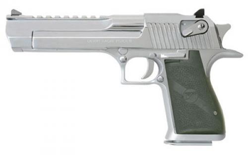 Magnum Research Desert Eagle, MK19, Single Action, Semi-automatic, Metal Frame Pistol, Full Size, 50 Action Express, 6 Barrel, Steel, Polished Chrome Finish, Silver, Rubber Grips, Fixed Sights, Ambidextrous Thumb Safety, 7 Rounds, 1 Magazine, Ambidextrous DE50PC