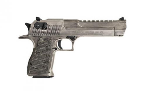 Magnum Research Desert Eagle, MK19, Single Action, Semi-automatic, Metal Frame Pistol, Full Size, 50 Action Express, 6 Barrel, Steel, Cerakote Finish, Distressed White with Black Appointments, G10 Grips, Fixed Sights, Ambidextrous Thumb Safety, 7 Rounds, 1 Magazine, Ambidextrous DE50WMD