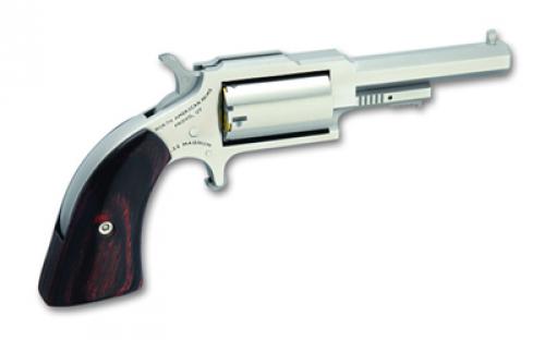 North American Arms The Sheriff, Single Action, Revolver, 22 WMR, 2.5 Barrel, Matte Finish, Stainless Steel, Silver, Wood Grips, Fixed Sights, 5 Rounds NAA-1860-250