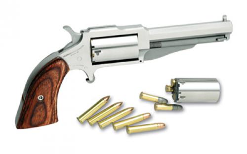 North American Arms The Sheriff Combo, Single Action, Revolver, 22LR/22WMR, 3 Barrel, Matte Finish, Stainless Steel, Silver, Wood Grips, Fixed Sights, 5 Rounds NAA1860-3C