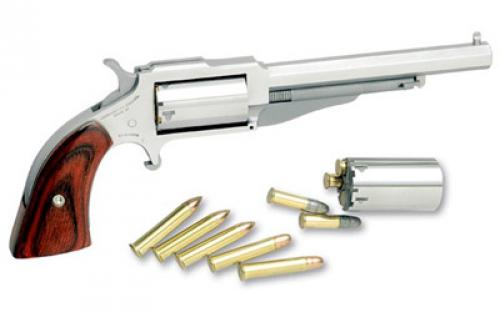 North American Arms The Earl, Single Action, Revolver, 22LR/22 WMR, 4 Barrel, Matte Finish, Stainless Steel, Silver, Wood Grips, Fixed Sights, 5 Rounds NAA-1860-4C