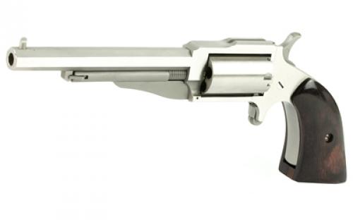 North American Arms The Earl, Single Action, Revolver, 22 WMR, 4" Barrel, Matte Finish, Stainless Steel, Silver, Wood Grips, Fixed Sights, 5 Rounds NAA-1860-4
