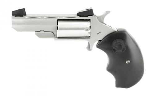 North American Arms Black Widow, Single Action, Revolver, 22 WMR, 2 Barrel, Matte Finish, Stainless Steel, Silver, Rubber Grips, Adjustable Sights, 5 Rounds NAA-BWMA