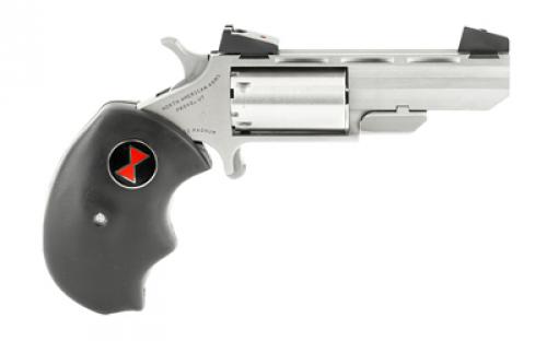 North American Arms Black Widow, Single Action, Revolver, 22 WMR, 2" Barrel, Matte Finish, Stainless Steel, Silver, Rubber Grips, Adjustable Sights, 5 Rounds NAA-BWMA