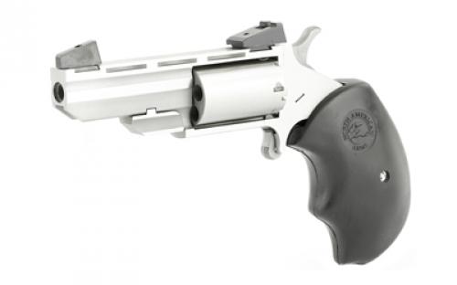 North American Arms Black Widow, Single Action, Revolver, 22 WMR, 2" Barrel, Matte Finish, Stainless Steel, Silver, Rubber Grips, Adjustable Sights, 5 Rounds NAA-BWMA