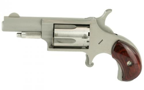 North American Arms Mini Revolver, Single Action, Revolver, 22LR, 1.625 Barrel, Matte Finish Stainless Steel, Silver, Wood Grips, Fixed Sights, 5 Rounds NAA-22LLR