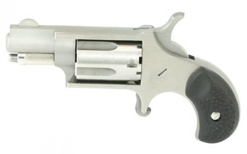 North American Arms Mini Revolver, Single Action, Revolver, 22LR, 1.125 Barrel, Matte Finish, Stainless Steel, Silver, Rubber Grips, Fixed Sights, 5 Rounds NAA-22LR-GRC