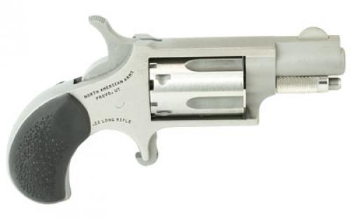 North American Arms Mini Revolver, Single Action, Revolver, 22LR, 1.125" Barrel, Matte Finish, Stainless Steel, Silver, Rubber Grips, Fixed Sights, 5 Rounds NAA-22LR-GRC