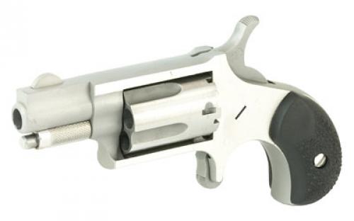 North American Arms Mini Revolver, Single Action, Revolver, 22LR, 1.125" Barrel, Matte Finish, Stainless Steel, Silver, Rubber Grips, Fixed Sights, 5 Rounds NAA-22LR-GRC