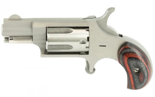 North American Arms Mini Revolver, Single Action, Revolver, 22LR, 1.125 Barrel, Matte Finish, Stainless Steel, Silver, Red/Black Wood Grips, Fixed Sights, 5 Rounds NAA-22LR-GRB