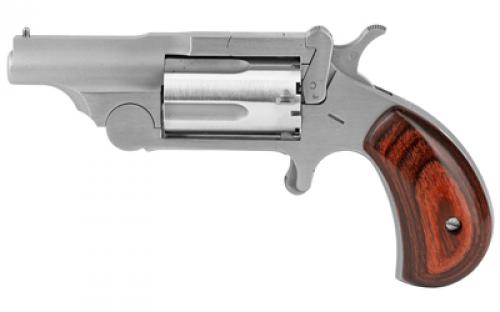 North American Arms Mini Revolver, Ranger II, Single Action, Revolver, 22 WMR, 1.625 Barrel, Full Ribbed Barrel, Matte Finish, Stainless Steel, Full Bead Blast, Silver, Rosewood Grips, Fixed Sights, 5 Rounds, Break Open Cylinder NAA-22M-R