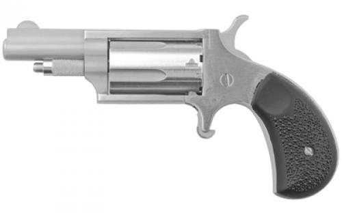 North American Arms Mini Revolver, Single Action, Revolver, 22LR/22 WMR, 1.625 Barrel, Matte Finish, Stainless Steel, Silver, Rubber Grips, Fixed Sights, 5 Rounds NAA-22MCGRC