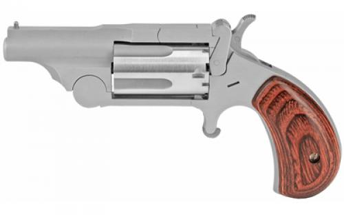North American Arms Mini Revolver, Single Action, Revolver, 22 WMR, 1.625 Barrel, Matte Finish, Stainless Steel, Silver, Rubber Grips, Fixed Sights, 5 Rounds NAA-22MC-R