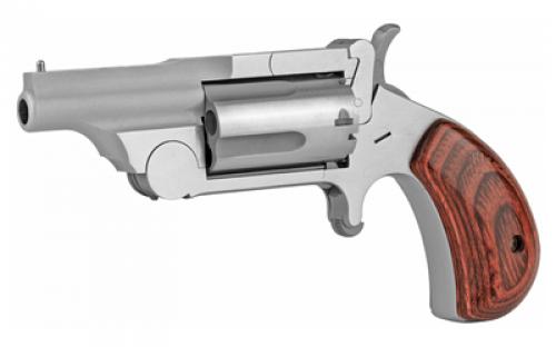 North American Arms Mini Revolver, Single Action, Revolver, 22 WMR, 1.625" Barrel, Matte Finish, Stainless Steel, Silver, Rubber Grips, Fixed Sights, 5 Rounds NAA-22MC-R