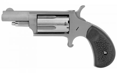 North American Arms Mini Revolver, Single Action, Revolver, 22 WMR, 1.625 Barrel, Steel, Silver, Rubber Grips, Fixed Sights, 5 Rounds NAA-22M-GRC