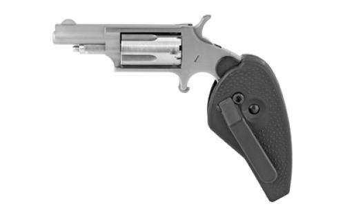 North American Arms Mini Revolver, Single Action, Revolver, 22 WMR, 1.625 Barrel, Stainless Steel, Silver, Holster Grip, Fixed Sights, 5 Rounds NAA-22M-HG