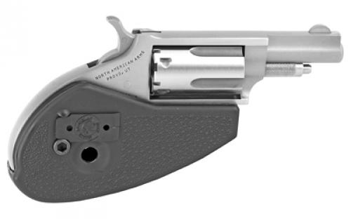 North American Arms Mini Revolver, Single Action, Revolver, 22 WMR, 1.625" Barrel, Stainless Steel, Silver, Holster Grip, Fixed Sights, 5 Rounds NAA-22M-HG