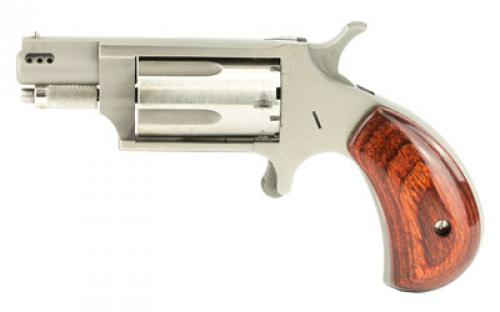 North American Arms Ported Snub, Single Action, Revolver, 22LR/22 WMR, 1.125 Barrel, Stainless Steel, Silver, Wood Grips, Fixed Sights, 5 Rounds NAA-22MSC-P