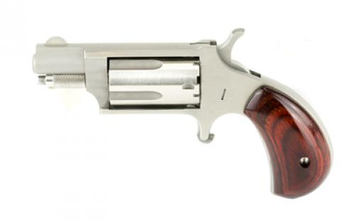 North American Arms Mini Revolver, Single Action, Revolver, 22LR/22 WMR, 1.125 Barrel, Stainless Steel, Silver, Wood Grips, Fixed Sights, 5 Rounds NAA-22MSC