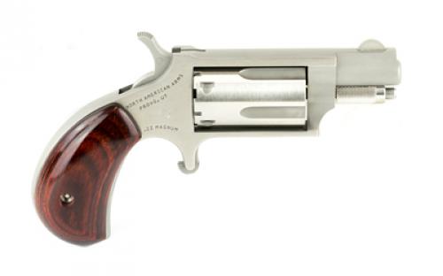 North American Arms Mini Revolver, Single Action, Revolver, 22LR/22 WMR, 1.125" Barrel, Stainless Steel, Silver, Wood Grips, Fixed Sights, 5 Rounds NAA-22MSC