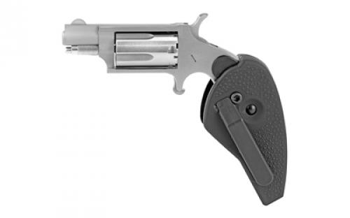 North American Arms Mini Revolver, Single Action, Revolver, 22 WMR, 1.125 Barrel, Matte Finish, Stainless Steel, Silver, Holster Grip, Fixed Sights, 5 Rounds NAA-22MS-HG