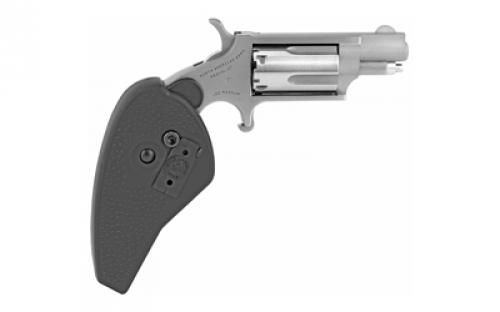 North American Arms Mini Revolver, Single Action, Revolver, 22 WMR, 1.125" Barrel, Matte Finish, Stainless Steel, Silver, Holster Grip, Fixed Sights, 5 Rounds NAA-22MS-HG