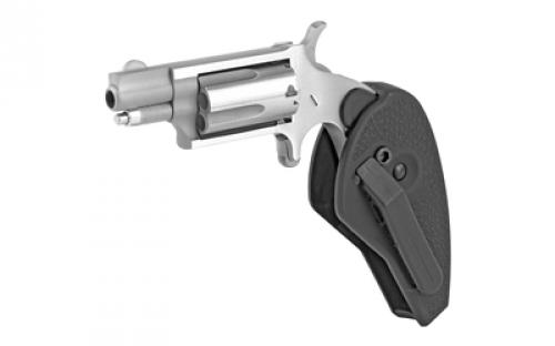 North American Arms Mini Revolver, Single Action, Revolver, 22 WMR, 1.125" Barrel, Matte Finish, Stainless Steel, Silver, Holster Grip, Fixed Sights, 5 Rounds NAA-22MS-HG