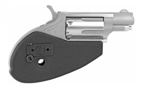 North American Arms Mini Revolver, Single Action, Revolver, 22 WMR, 1.125" Barrel, Matte Finish, Stainless Steel, Silver, Holster Grip, Fixed Sights, 5 Rounds NAA-22MS-HG