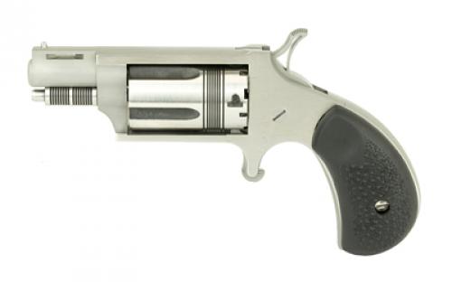 North American Arms WASP Snub, Single Action, Revolver, 22 WMR, 1.125 Barrel, Matte Finish, Stainless Steel, Silver, Rubber Grips, Fixed Sights, 5 Rounds NAA-22MS-TW