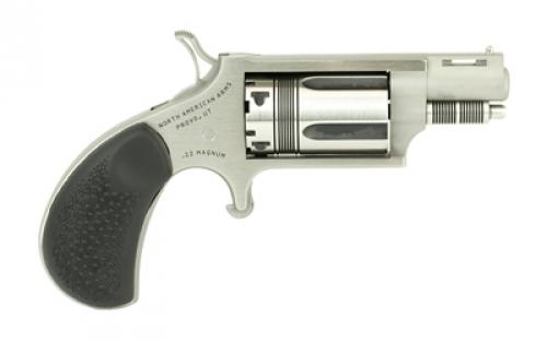 North American Arms WASP Snub, Single Action, Revolver, 22 WMR, 1.125" Barrel, Matte Finish, Stainless Steel, Silver, Rubber Grips, Fixed Sights, 5 Rounds NAA-22MS-TW
