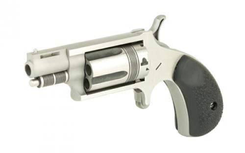 North American Arms WASP Snub, Single Action, Revolver, 22 WMR, 1.125" Barrel, Matte Finish, Stainless Steel, Silver, Rubber Grips, Fixed Sights, 5 Rounds NAA-22MS-TW