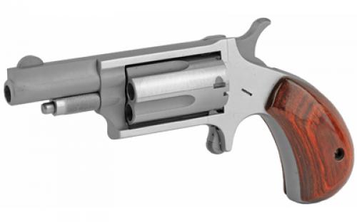 North American Arms Mini Revolver, Single Action, Revolver, 22 WMR, 1.625" Barrel, Matte Finish, Stainless Steel, Silver, Wood Grips, Fixed Sights, 5 Rounds NAA-22M