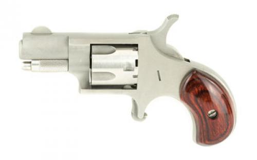 North American Arms Mini Revolver, Single Action, Revolver, 22 Short, 1.125 Barrel, Matte Finish, Stainless Steel, Silver, Wood Grips, Fixed Sights, 5 Rounds NAA-22S