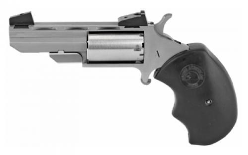 North American Arms Black Widow, Single Action, Revolver, 22LR/22 WMR, 2 Barrel, Stainless Steel, Silver, Rubber Grips, Adjustable Sights, 5 Rounds NAA-BWCA