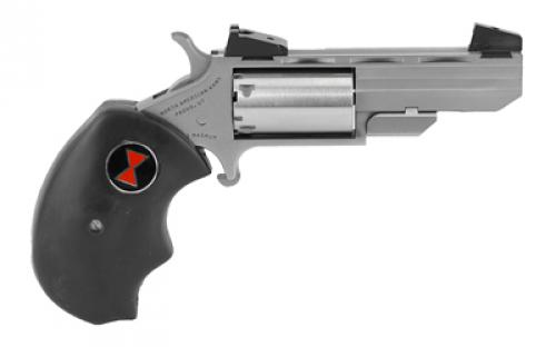 North American Arms Black Widow, Single Action, Revolver, 22LR/22 WMR, 2" Barrel, Stainless Steel, Silver, Rubber Grips, Adjustable Sights, 5 Rounds NAA-BWCA