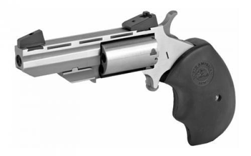 North American Arms Black Widow, Single Action, Revolver, 22LR/22 WMR, 2" Barrel, Stainless Steel, Silver, Rubber Grips, Adjustable Sights, 5 Rounds NAA-BWCA