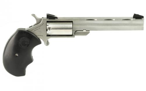 North American Arms Mini Master, Single Action, Revolver, 22LR/22 WMR, 4" Barrel, Stainless Steel, Silver, Rubber Grips, Fixed Sights, 5 Rounds NAA-MMC