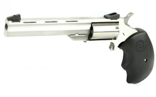 North American Arms Mini Master, Single Action, Revolver, 22LR/22 WMR, 4" Barrel, Stainless Steel, Silver, Rubber Grips, Fixed Sights, 5 Rounds NAA-MMC